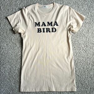 Mama Bird Beige Short Sleeve Tee The Bee and The Fox Size XS